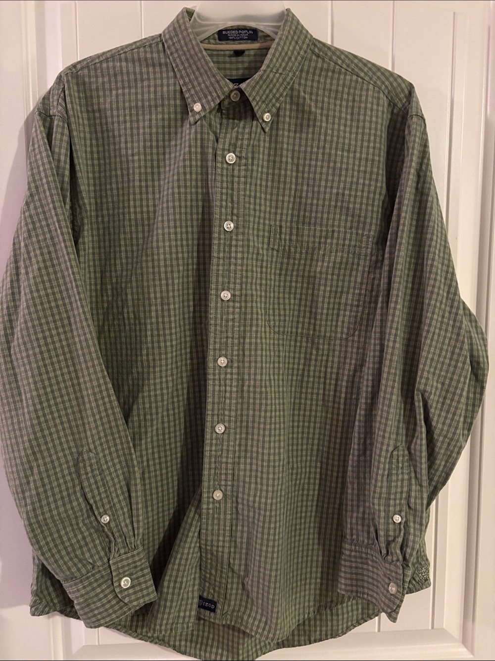 Izod Green Plaid Long-Sleeve Button-Down Shirt
